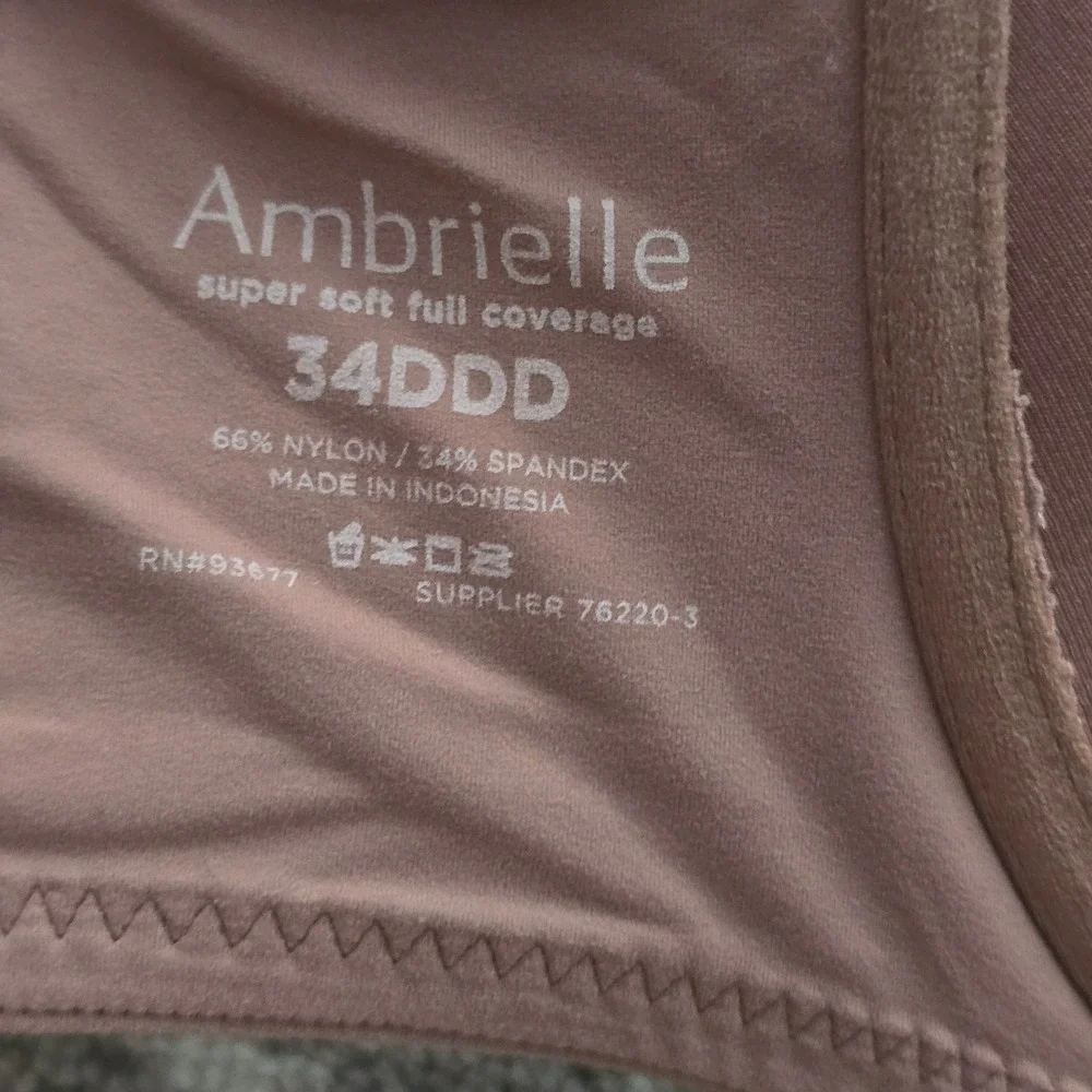 Ambrielle Super Soft Full Coverage Underwire Bra 34DDD Mauve Brown 76220-3